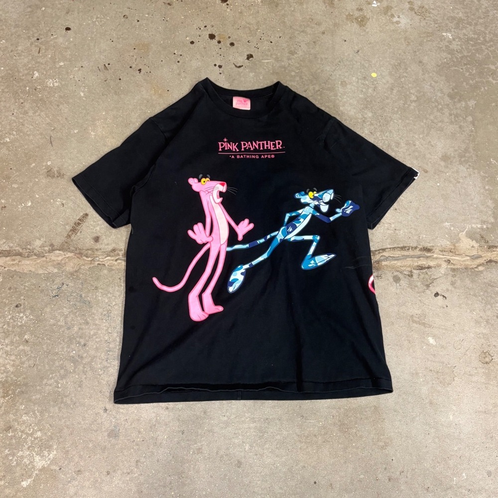BAPE A Bathing Ape Pink Panther Camo Graphic T-Shirt Black Mens XL 2021